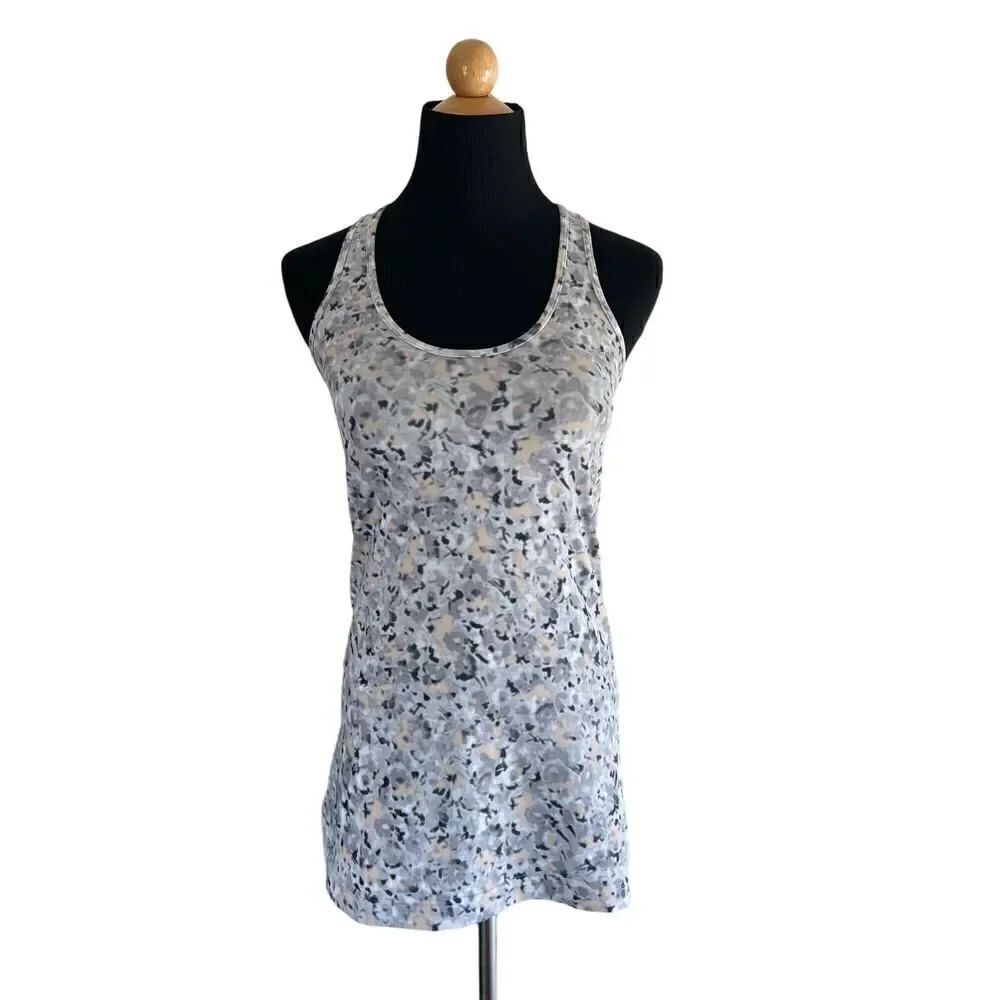 Lululemon Cool Racerback Tank Not So Petite Fleur Silver Spoon Gray floral